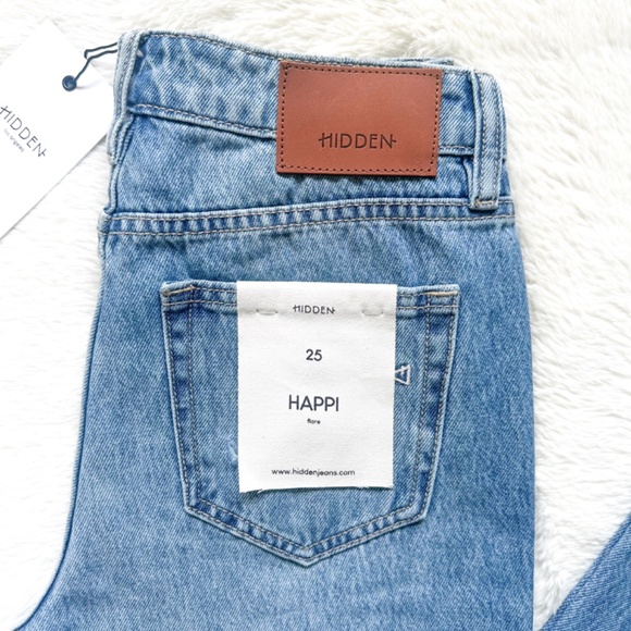 HIDDEN Happi High Rise Flare Split Wide Leg Distressed 100% Cotton Jeans - Picture 6 of 12